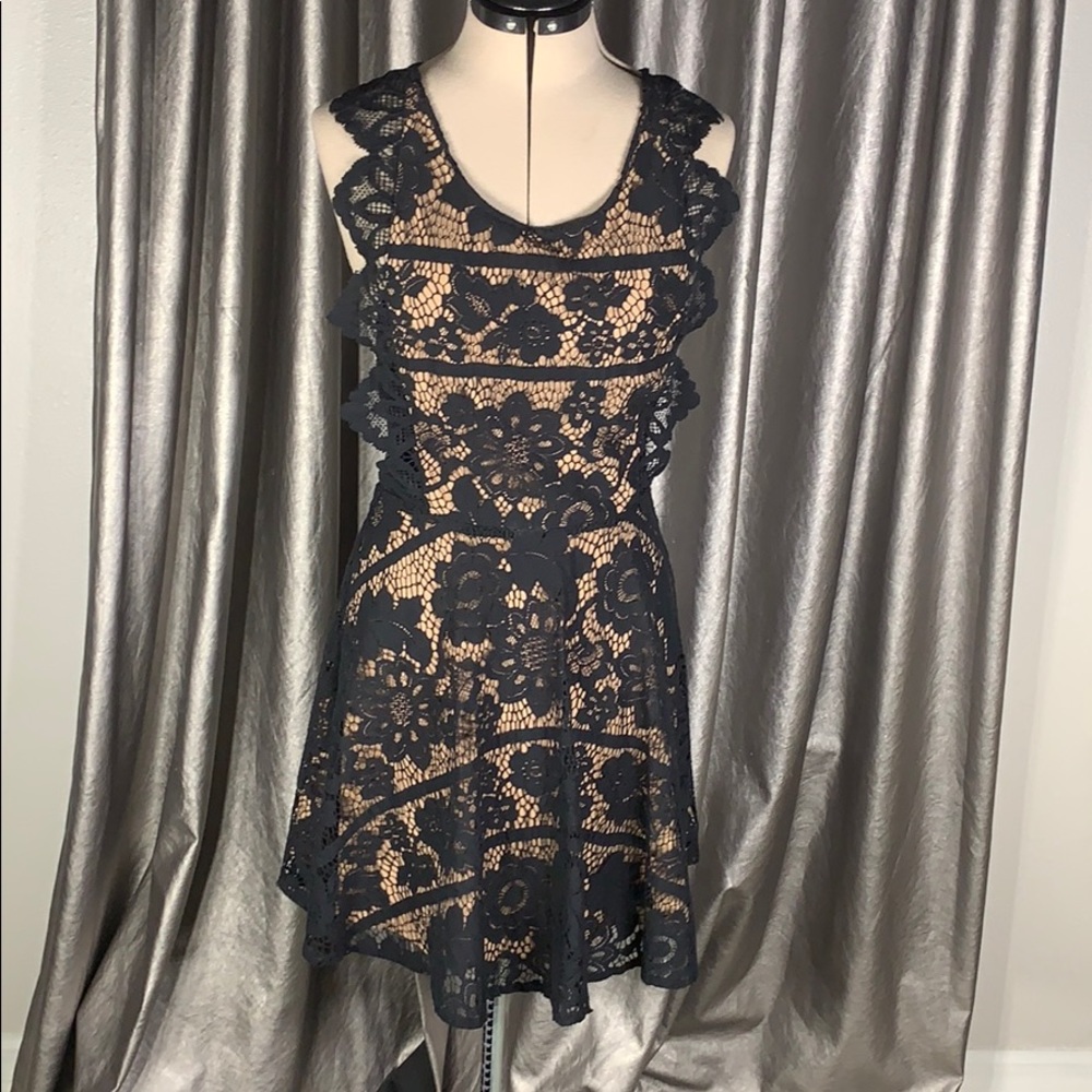 For Love and Lemons, Gianna black lace Apron Dress